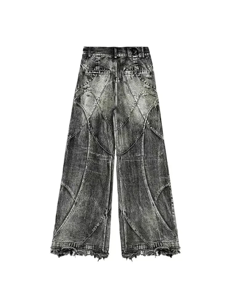 Vintage Y2k Streetwear Punk Hip Hop Jeans Women Pants Grunge Baggy Ripped Denim Trousers Gothic Distressed Wide Leg Jeans Goth