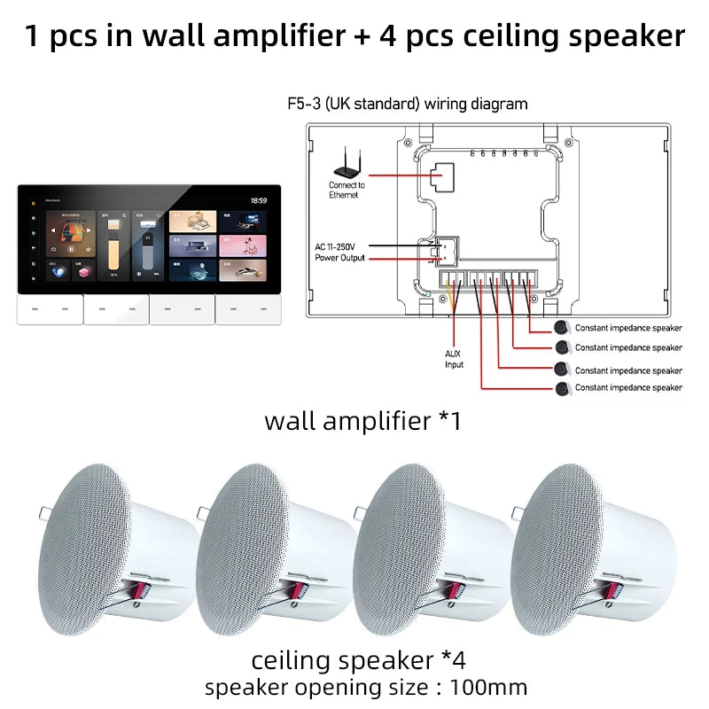 Smart Audio System WIFI Tuya Home Control Panel Built in ZIGBEE gateway IR Bluetooth wall Amplifier Ceiling Speaker Music Player