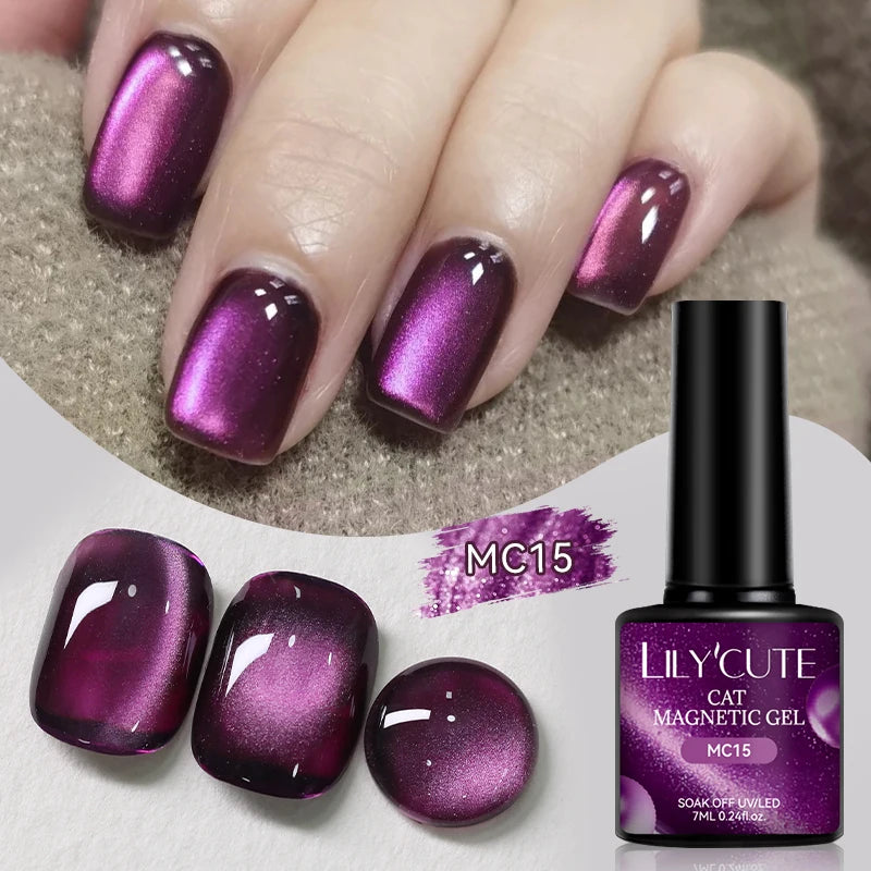 LILYCUTE 7ml Gold Coffee Cat Magnetic Gel Nail Polish Autumn Winter Nails Ultra Shine Moonlight Semi Permanent UV Gel Soak Off