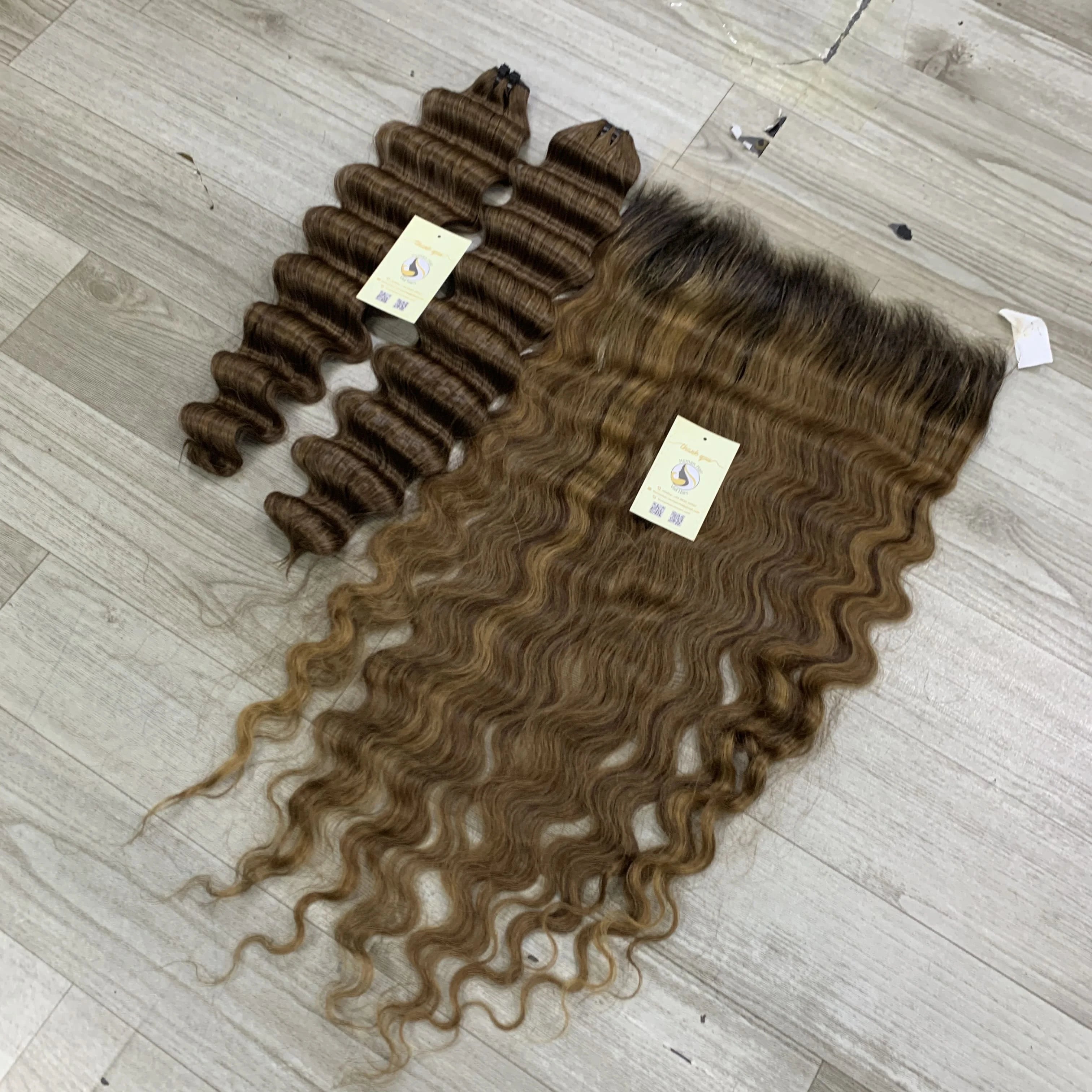 Premium Small Knots on Ombre Highlight 13x6 HD Frontal with bleached knots Raw Vietnamese Hair Swiss HD Lace