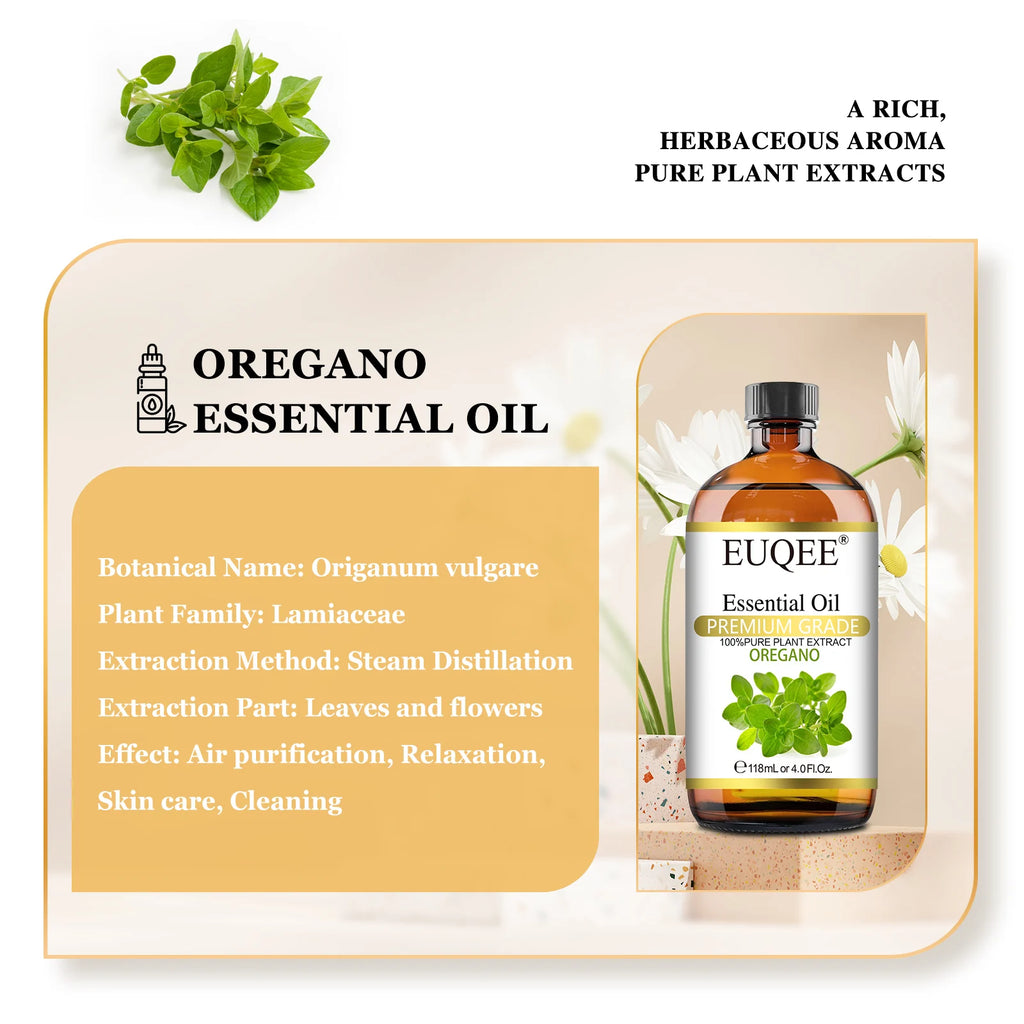 EUQEE 118ML Oregano Jasmine Lavender Essential Oil For Humidifier Diffuser Eucalyptus Aroma Oils For DIY Soap Candle
