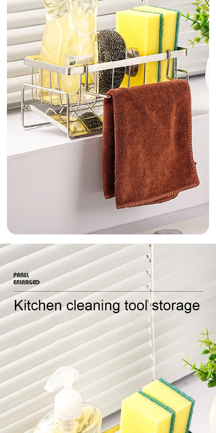 Kitchen Sink Drain Rack Organizer Kitchen Multifunctional Stainless Steel Drain Rack for Sponge Cleanser Organizer
