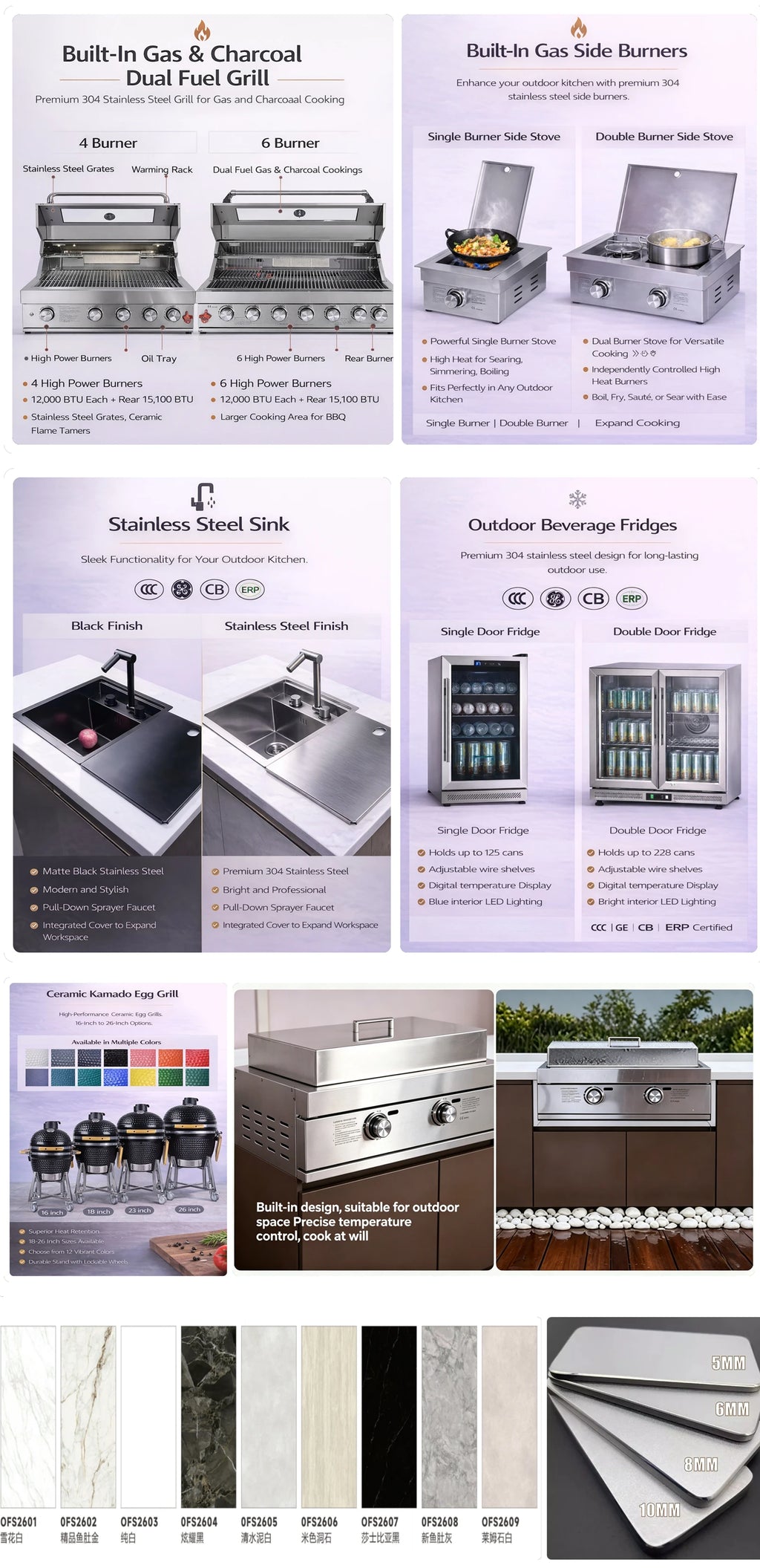 Custom 304 Stainless Steel Outdoor Kitchen Island Modular Patio Outdoor Cooking Grill Cabinet with Sink for Courtyard & Terrace