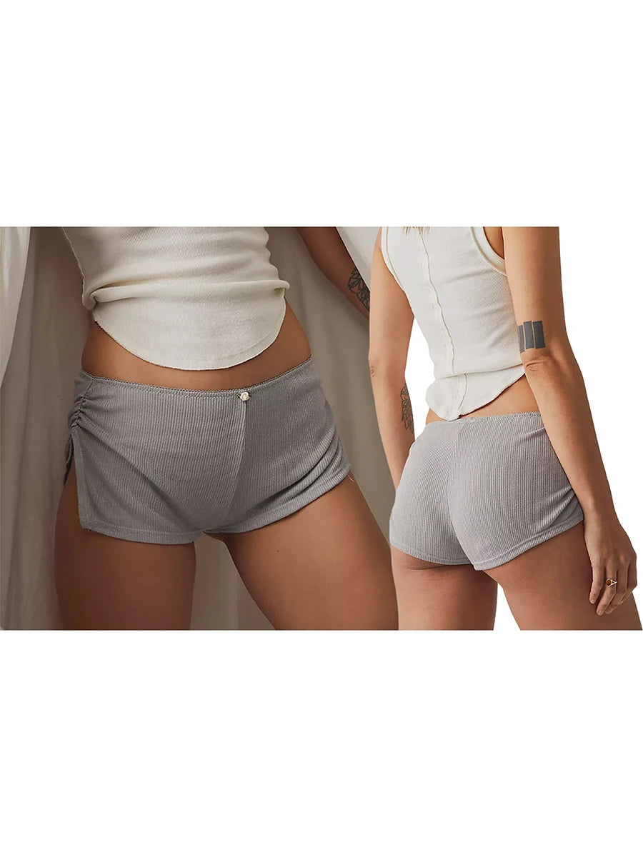 Women Pajama Shorts Soft Comfy Side Split Ruched Elastic Lounge Pants Stretch Sleep Pj Bottoms Sleepwear