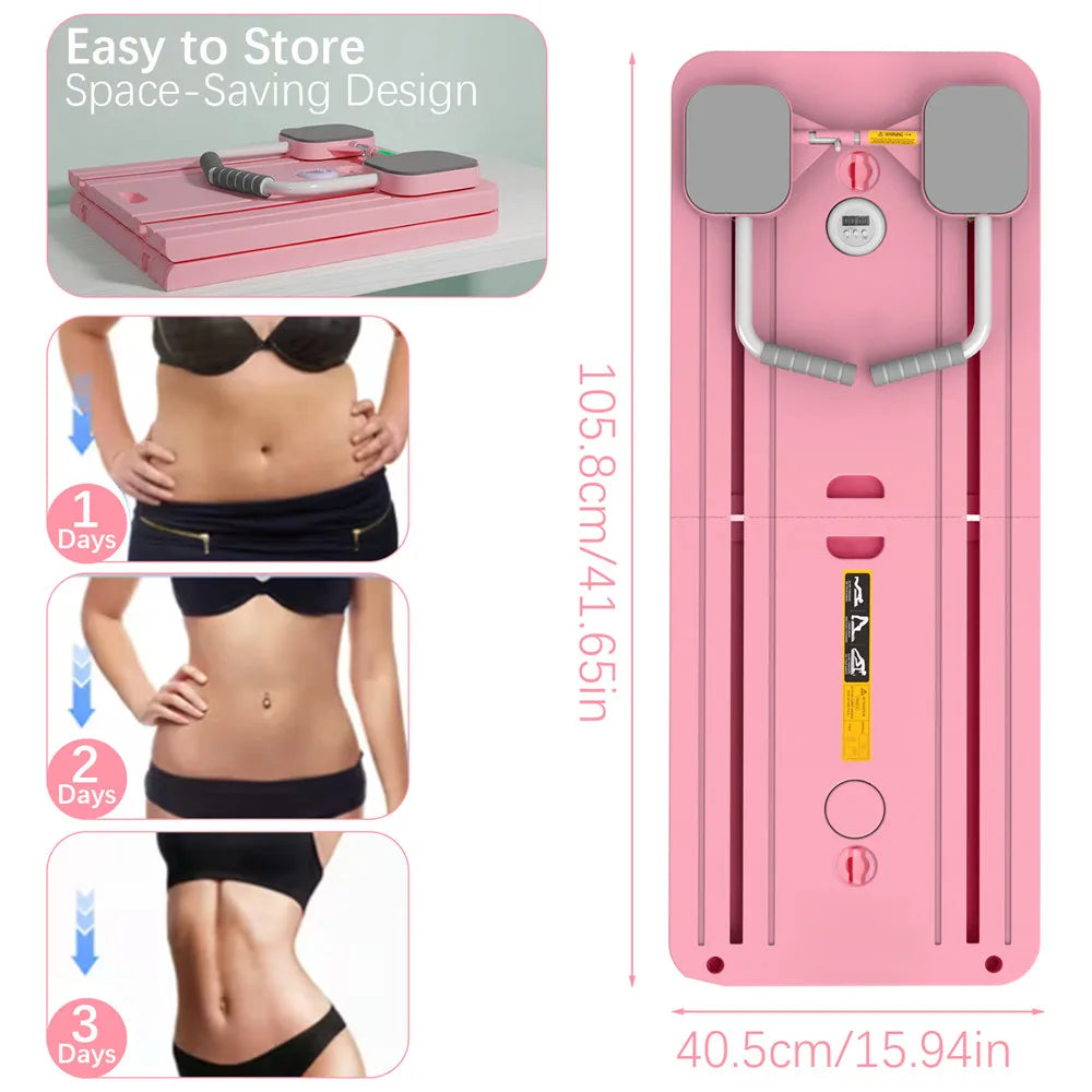 At Home Pilates Board Foldable 4-in-1 Exercise Ab Wheel Roller Exercise Equipment for Home Gym Full-Body Workout Core Trainer