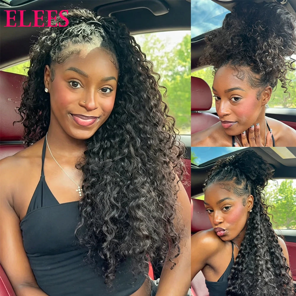 Pre-divided Bulk Hair for Braiding Deep Wave Crochet Human Hair Knotless Miracle Knots Hair Extensions Boho Braids Invisible