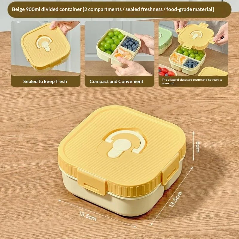 Portable Plastic Lunch Box With Compartment Microwave Safe Fruit Salad Lunch Container Kid Student Leak-proof Bento Box
