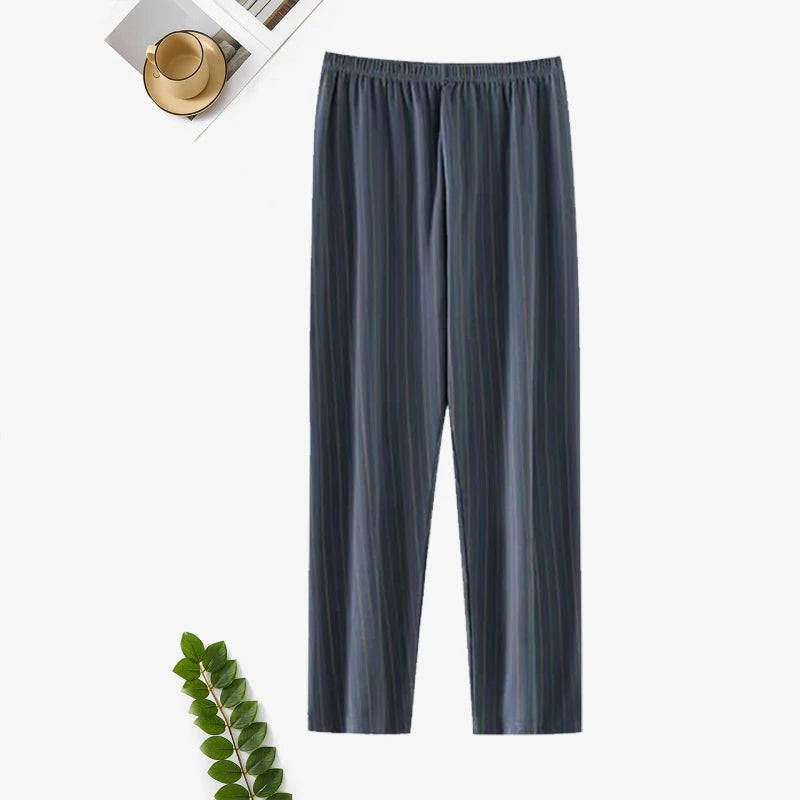 Men's Stylish Summer Pajama Pants, Thin Plaid Loungewear, Loose and Comfortable, Plus-Size Breathable Air-Conditioned Pants, Home Sleepwear