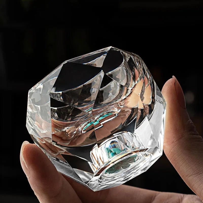 1PC 50ML Shot Glasses Diamond Faceted Double Bottom Crystal Glass Cup for Whiskey Espresso Tea Cup Bar Light Luxury Drinkware