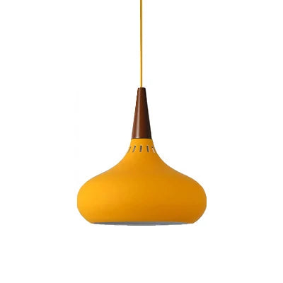 GEW Nordic Modern Funnel Pendant Light Wood Aluminum E27 Multi Color Hanging Lamp for Dining Kitchen Island Bedside