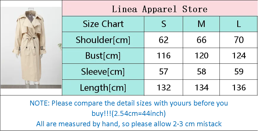 Khaki Lace Up Cape Trench Coat Loose Solid Full Sleeve Lapel Windbreaker 2026 Autumn New Fashion Commute Casual Daily Coats
