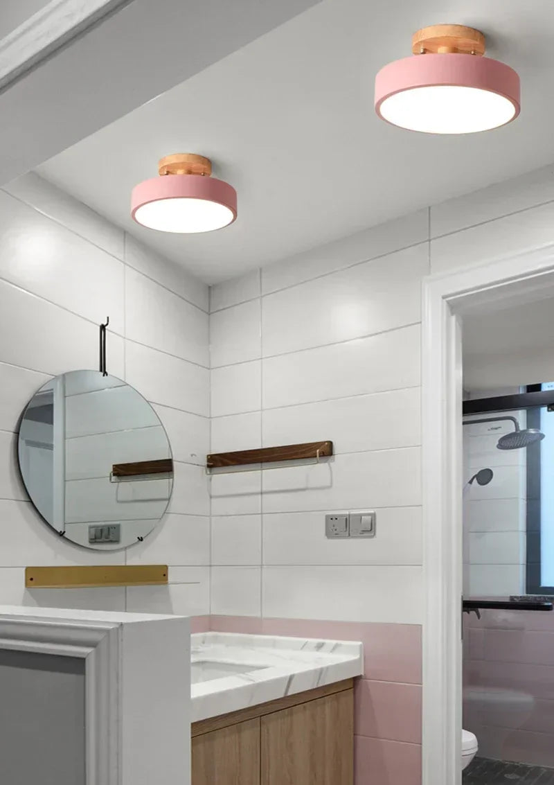 Nordic Entrance Hallway Ceiling Lamps Balcony Wood Round Cloakroom Dining Room Study Bedroom Light Bathroom Industrial Lighting