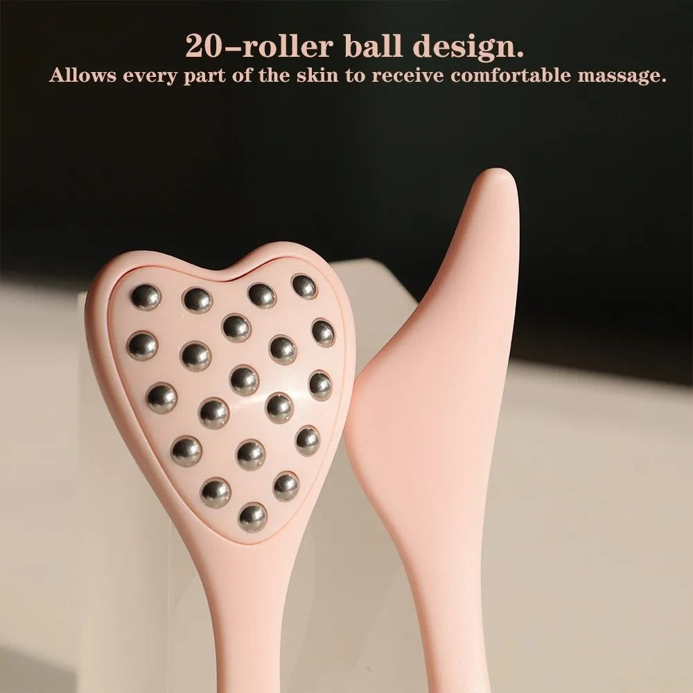 20 Beads Design Point Pressing Massager Reduce Puffiness Skin Scraping Facial Roller Face Lifting and Tightening