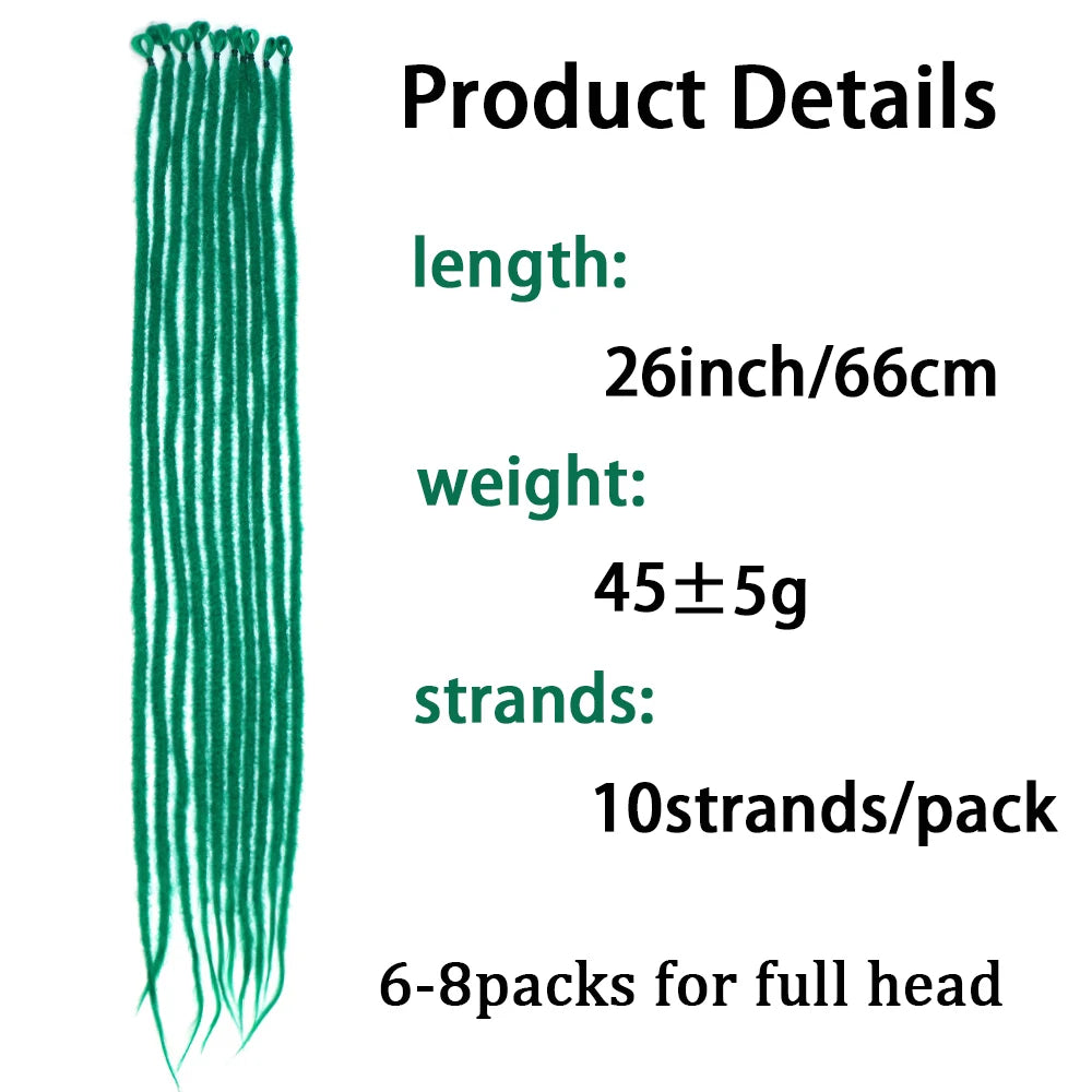 Dreadlock Extensions 26" Synthetic Dreads Crochet Reggae Dreadlocks Green 1pack/3packs/6packs
