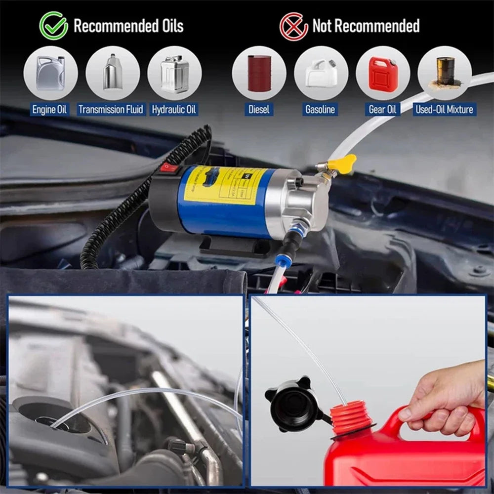 Portable Oil Transfer Pump 1-4L/min 12V Extractor Fluid Suction Electric Change Fuel Pump Siphon Tool for Car Motorcycles Boats