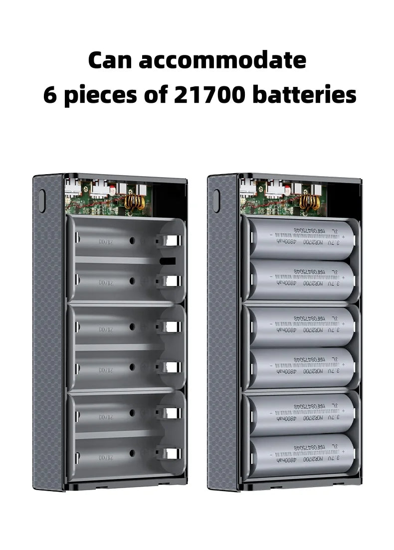 Best PD100W Fast Charging Power Bank DIY Kit 20V 5A 6x 21700 Battery Pack Portable Customizable No Soldering Easy to Assemble