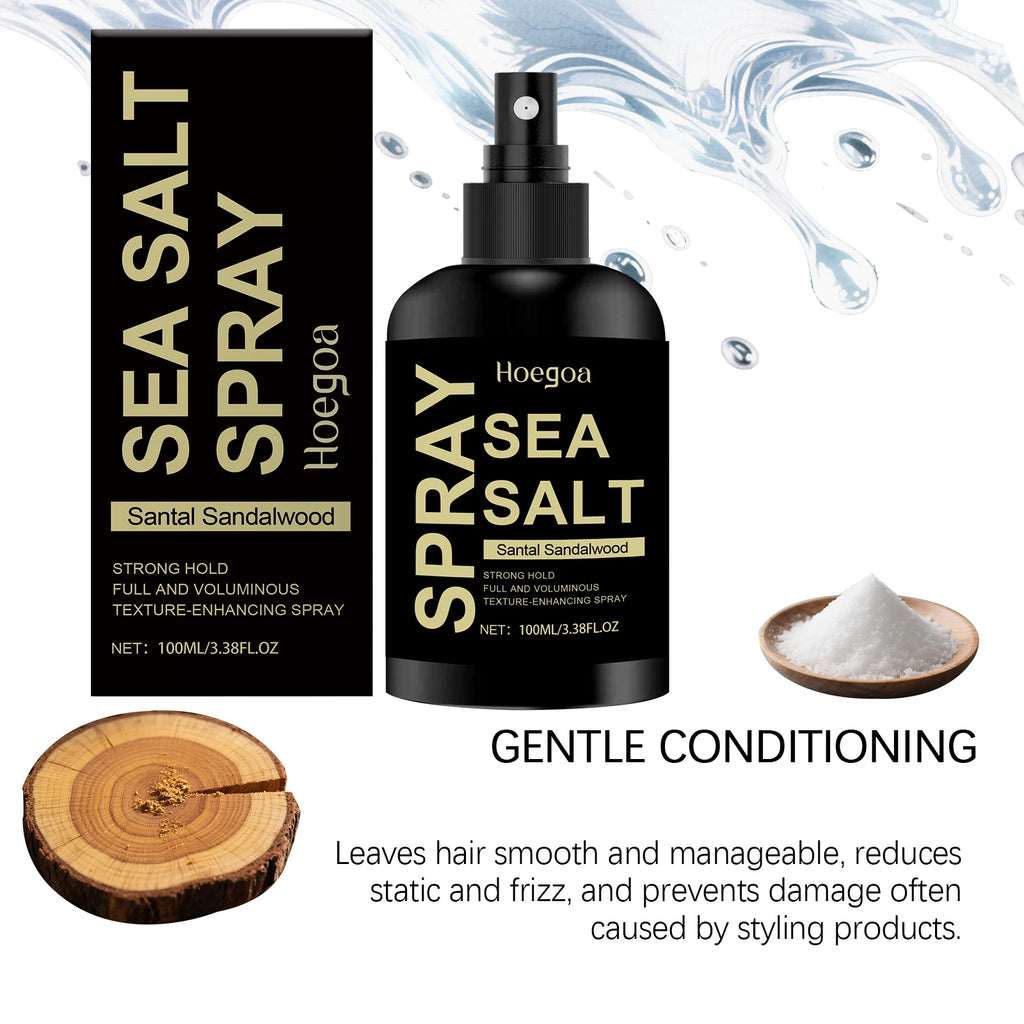 Hoegoa Sea Salt Spray for Hair Texturizer Moisturizing Hair Styling Products Sandalwood Strengthening Hair Volume Spray 100ml