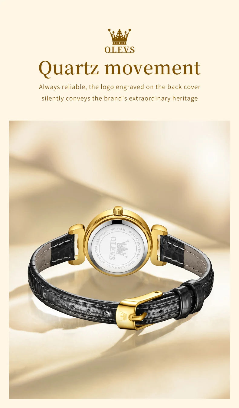 OLEVS 5645 New Women Watches Elegant Original Date Quartz Wristwatch Waterproof Luminous Watches For Woman Leather Strap Watch