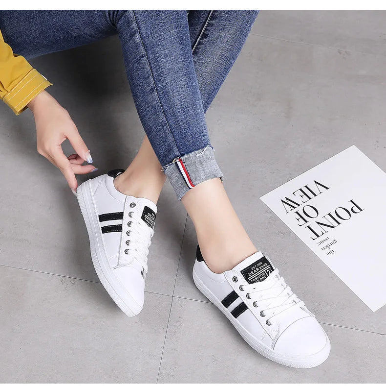 2026 Spring/Summer Autumn/Winter Casual Women's Leather Shoes White Flat Bottom Soft soled Breathable Sneakers Running Shoes