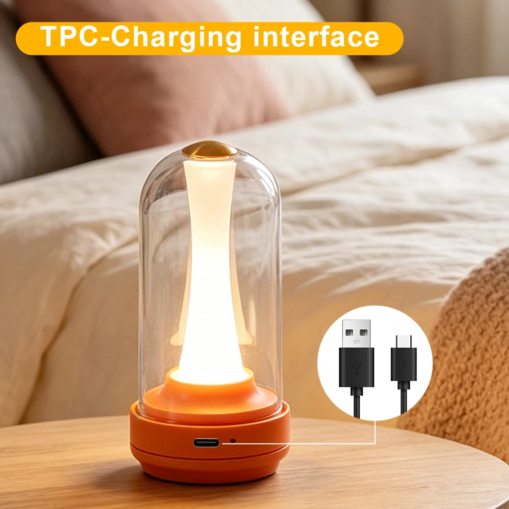 GGbingo Night Light Dimmable Night Lamp LED Rechargeable Light Touch Glass Lampshade Mood Light for Home Bedside Coffee Shop