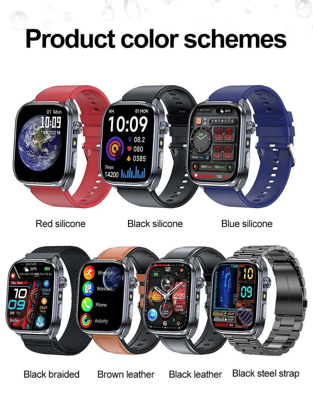 2026 New AI-Diagnosis Care Smartwatch Accurate ECG Uric Acid Lipids Blood Pressure Body Fat IP68 Waterproof Fitness Smartwatch