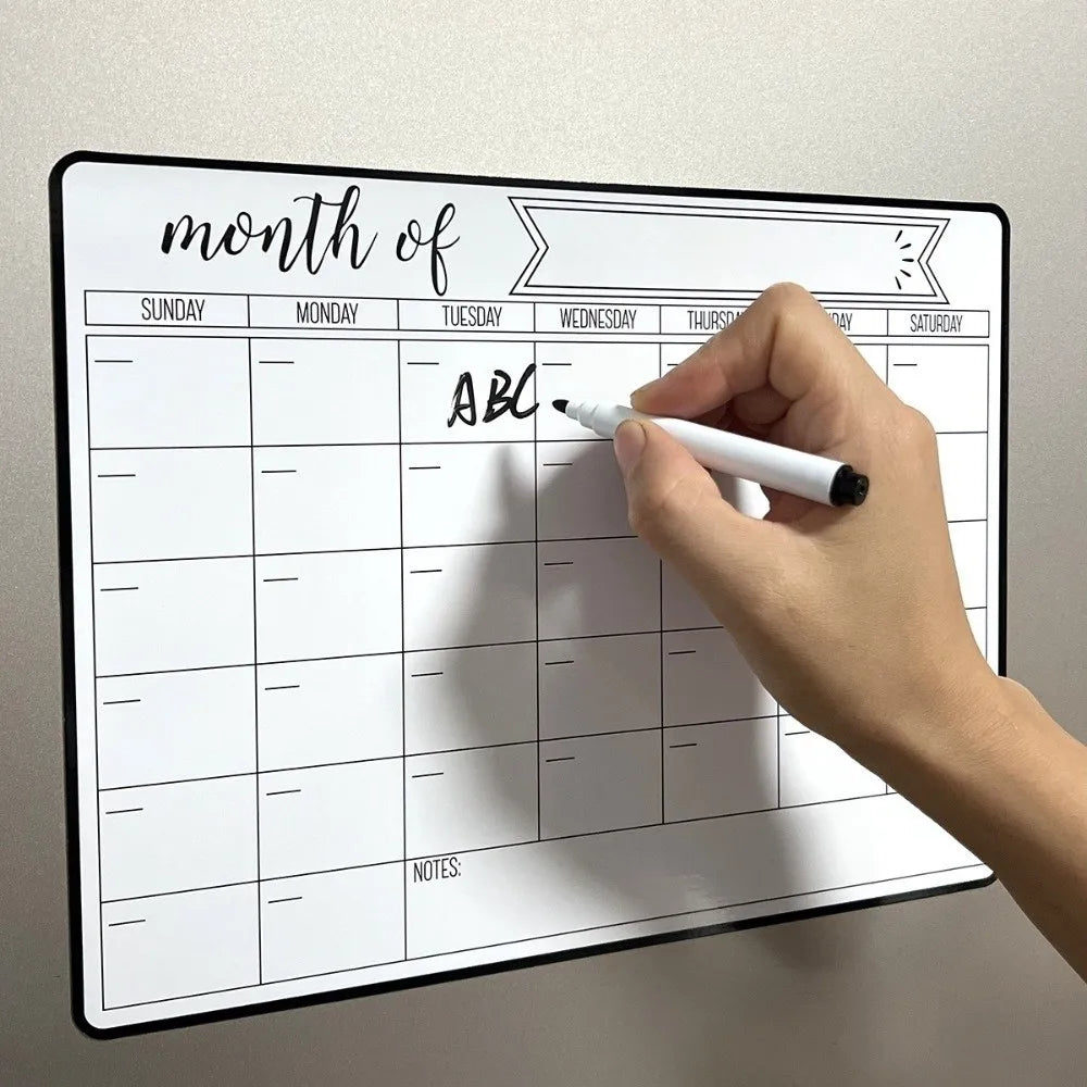 Portable Magnetic Dry Erase Calendar Easy Clean Reusable Monthly Planner Wall Mount Fridge Message Board Classroom Use