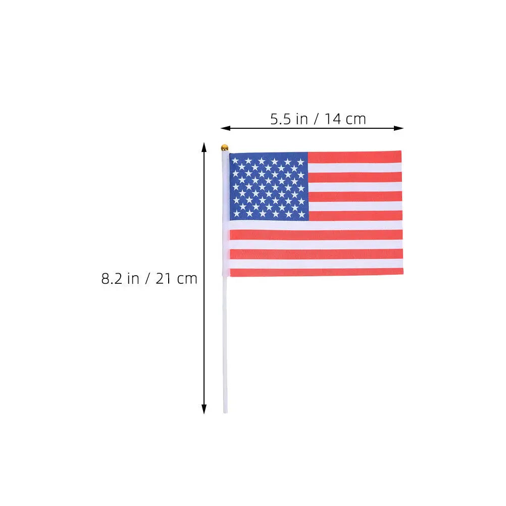 15Pcs Portable Mini Usa Flags 14x21cm Handheld American Stick Flags Lightweight Fade Resistant for Parades Ceremonies Outdoor