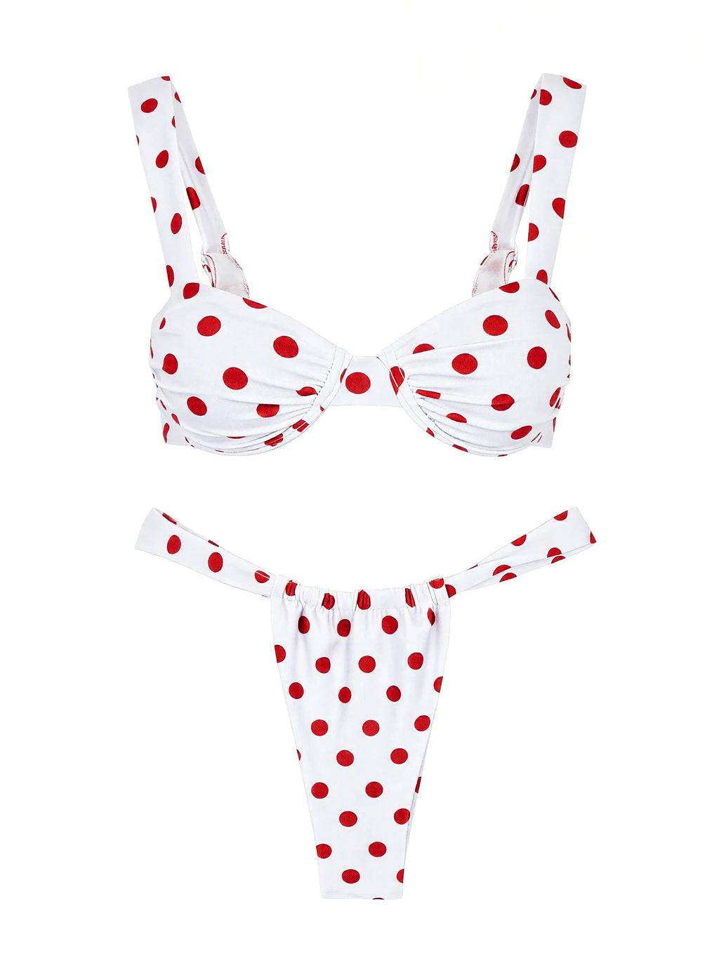 Retro Brown Dot Bikini Sexy Off Shoulder Swimwear Women High Cut Thong Biquini Set Luxury Summer Vacation Beach Bathing SuitK337