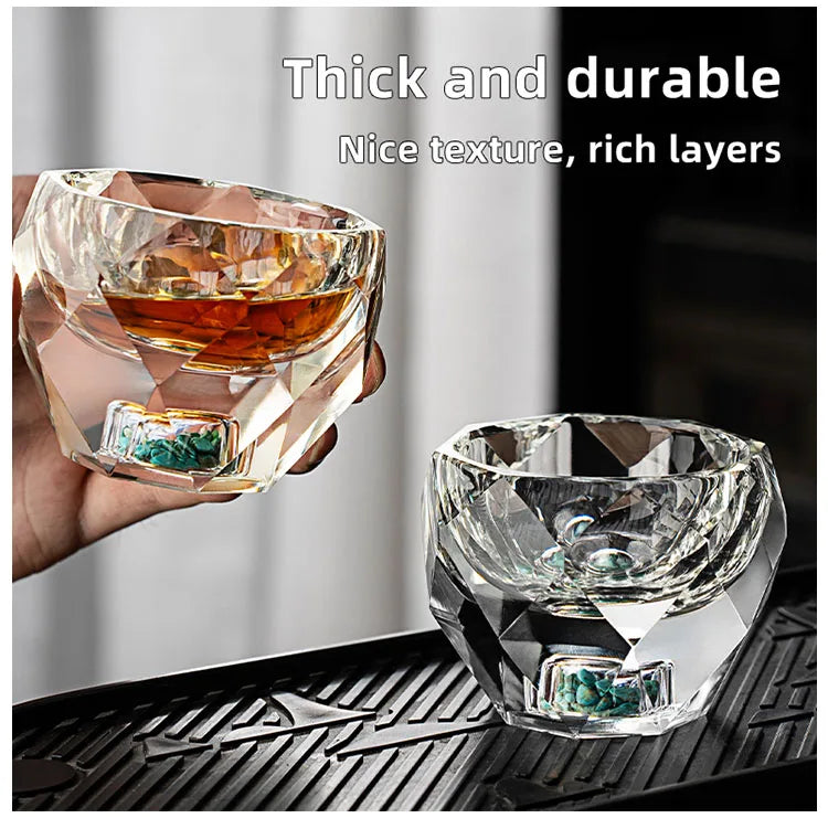 1PC 50ML Shot Glasses Diamond Faceted Double Bottom Crystal Glass Cup for Whiskey Espresso Tea Cup Bar Light Luxury Drinkware