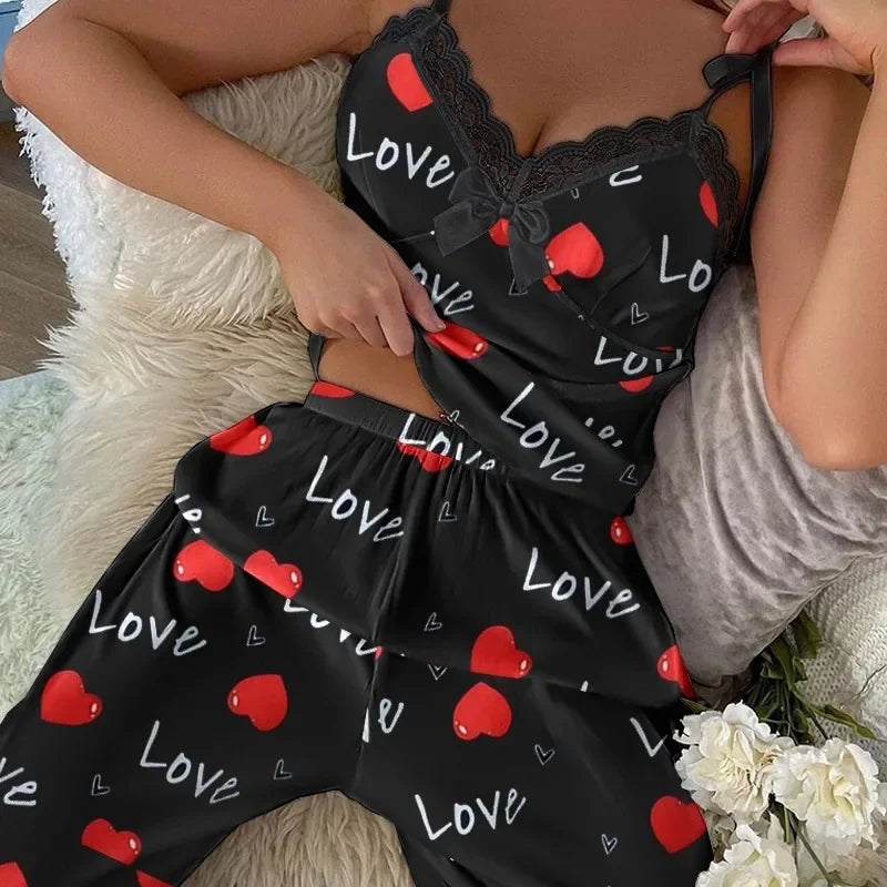 2027 Fashion 2pcs/set Long Women V-neck Pajamas Soft Fabric Two-piece Leopard Print Pajamas Ladies Pajamas Suspender Shorts Set