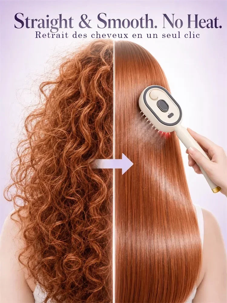 2026 capillaire 3-en-1 Hair Straightening Brush – No Heat Spray, Red Light Therapy, Scalp Massage, Smooth, Wireless, Lightweight