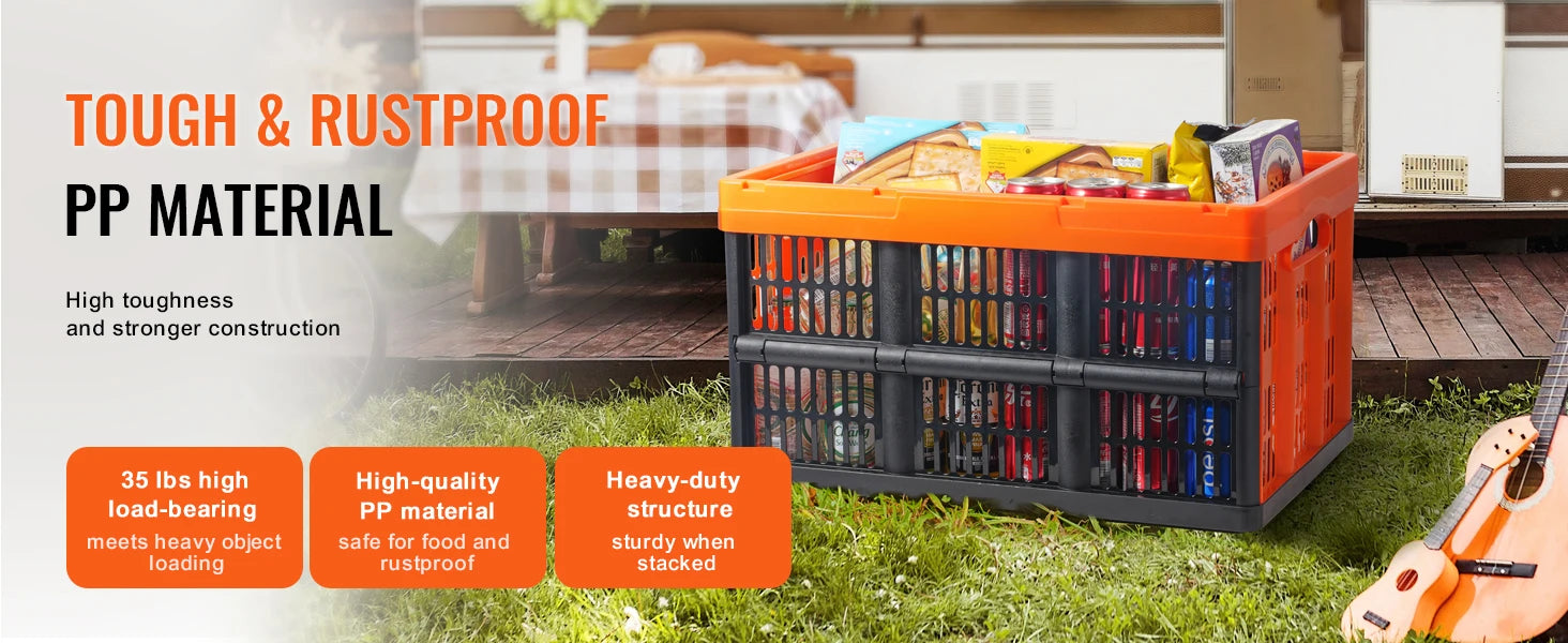 SucceBuy 45L 3/6 Pack Plastic Collapsible Storage Basket Folding Bins with Handles Stackable Containers for Clothes Grocery Toys