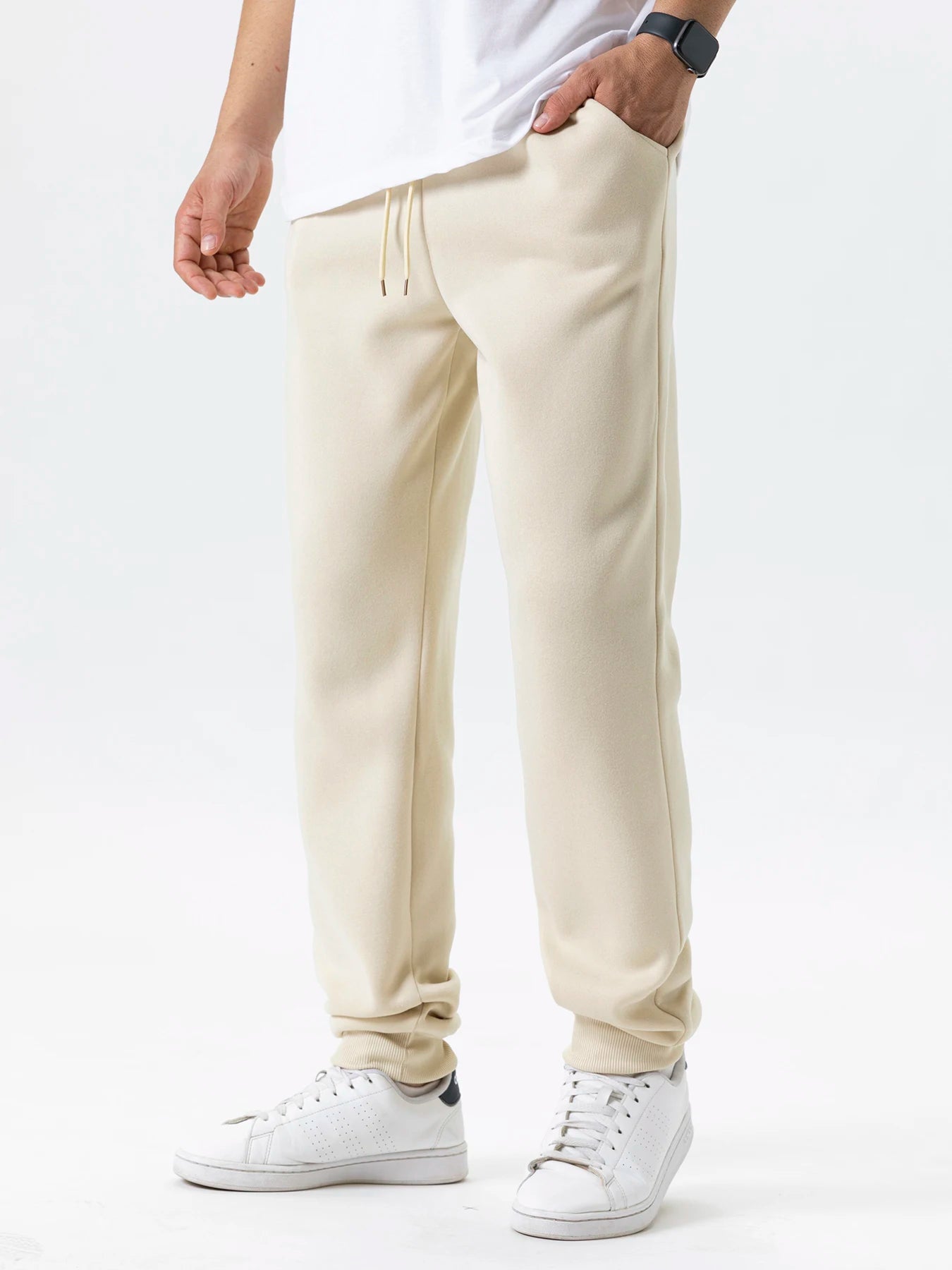 Men's Casual Pants Autumn Winter Fleece Sweatpants Men Running Jogger Sports Gym Trousers Fashion Solid Color Workout Long Pants