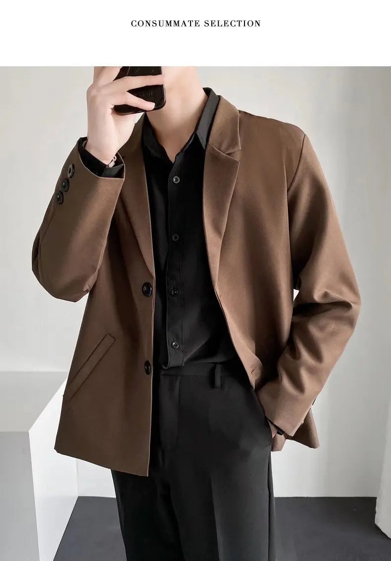 2025 men's spring and autumn casual suit jacket fashionable lightweight work office business slim fit Western style top