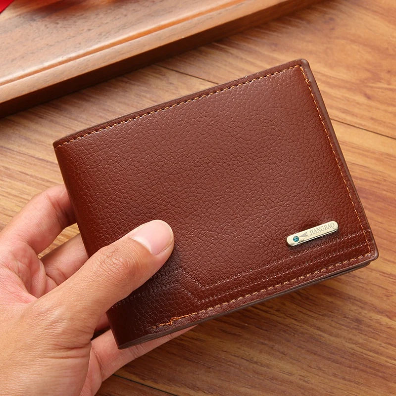 Fashionable Men's Bifold Short Wallet - Soft Lychee Pattern PU Leather Purse with Multi-Card Slots for Casual Style Card holder