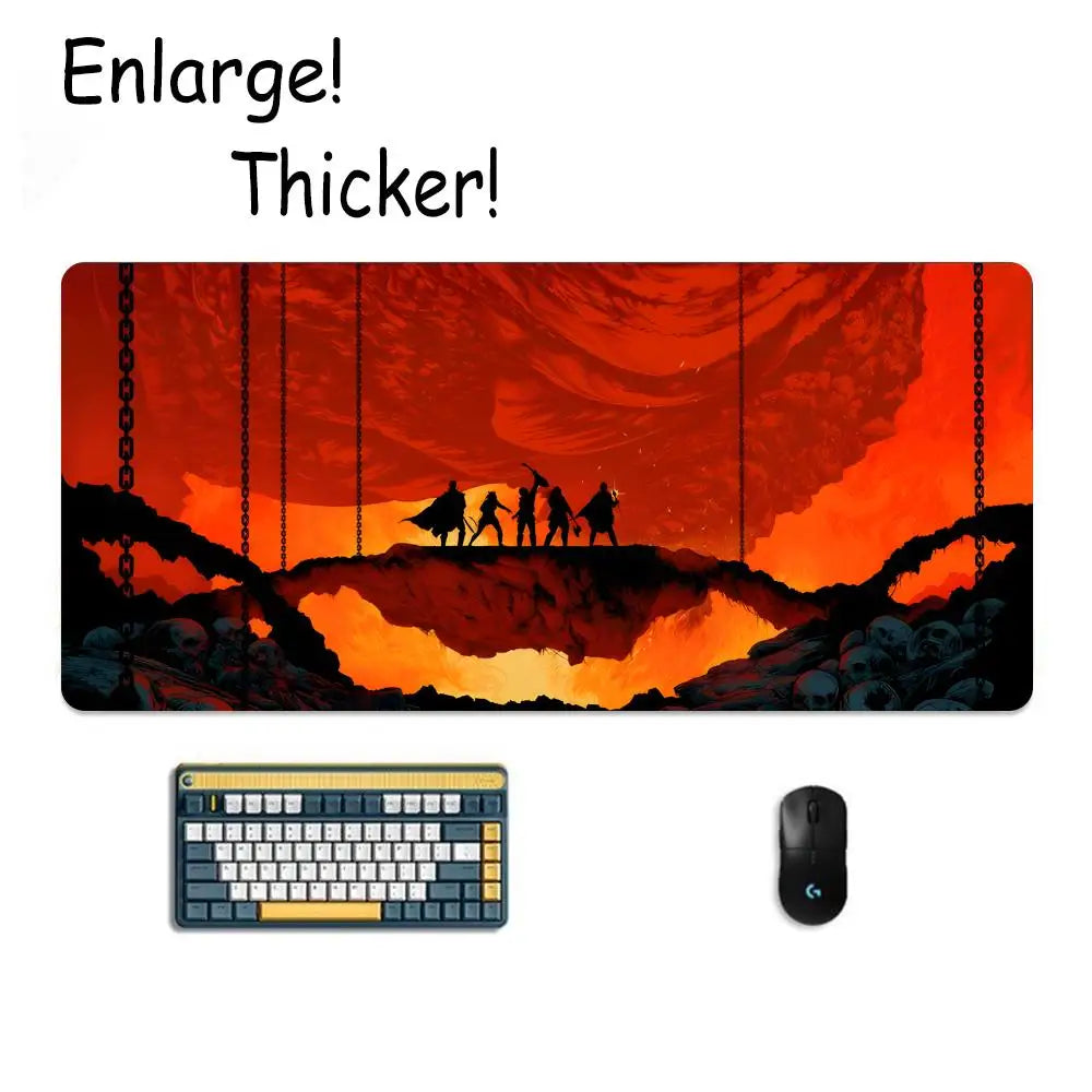 D&D D-Dungeon & Dragons Mouse Pad Tapetes de Mesa Teclado, Borracha Kawai, Tapete de Mesa Antiderrapante, XXL90x40cm