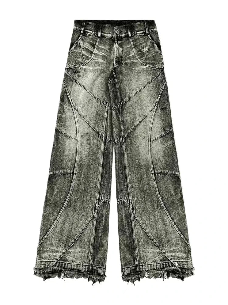 Vintage Y2k Streetwear Punk Hip Hop Jeans Women Pants Grunge Baggy Ripped Denim Trousers Gothic Distressed Wide Leg Jeans Goth
