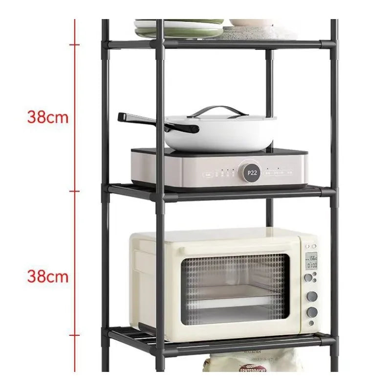 Kitchen Storage Rack Multilayer No Drill Rolling Shelf for Pots Microwave Oven Vegetables Organizer
