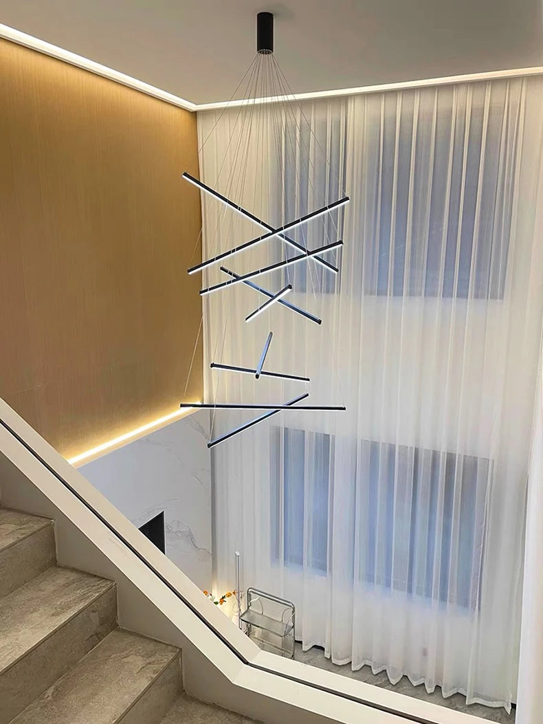 Modern LED Ceiling Chandelier Stair Living Room Pendant Lamp Kitchen Hall Hanging Light Indoor Home Decoration Lighting Fixture