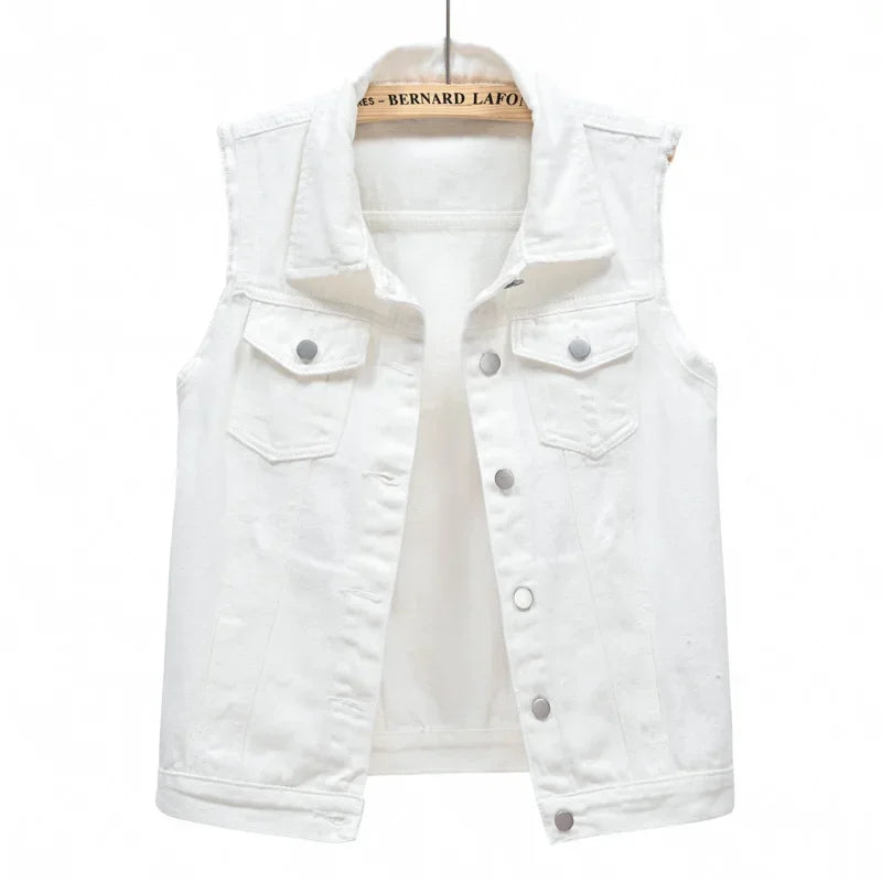 Denim Vest for Women Jacket Spring Streetwear Women Clothing Autumn Coats Fashion Clothes Casual Vintage Elegant Sleeveless