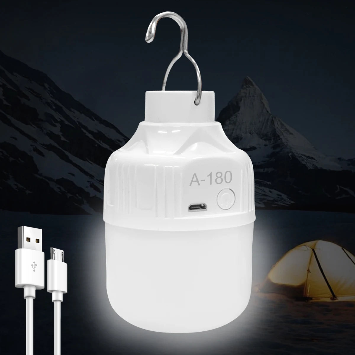 Camping Light Bulb Emergency Night Lighting Flashlight Outdoor Picnic Hanging Pendant Tent Lamp 500mAh USB Rechargeable LED Bulb