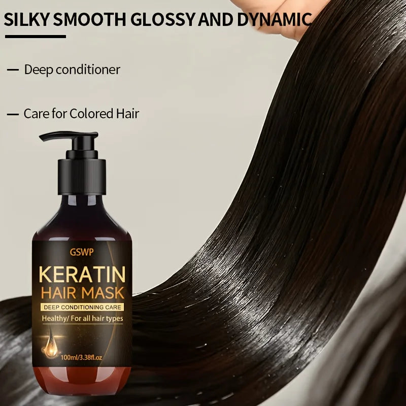 GSWP Keratin Hair Mask: Deeply Hydrates and Moisturises, Reduces Frizz and Split Ends, Leaving Hair Soft and Shiny.100/200ml