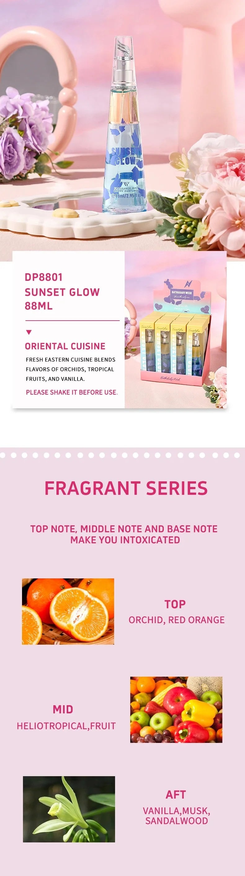 Women's Body Deodorant Spray, Southeast Asian Perfume Middle East Long-lasting Scent Floral and Fruit Scent 88ml Girl Gifts