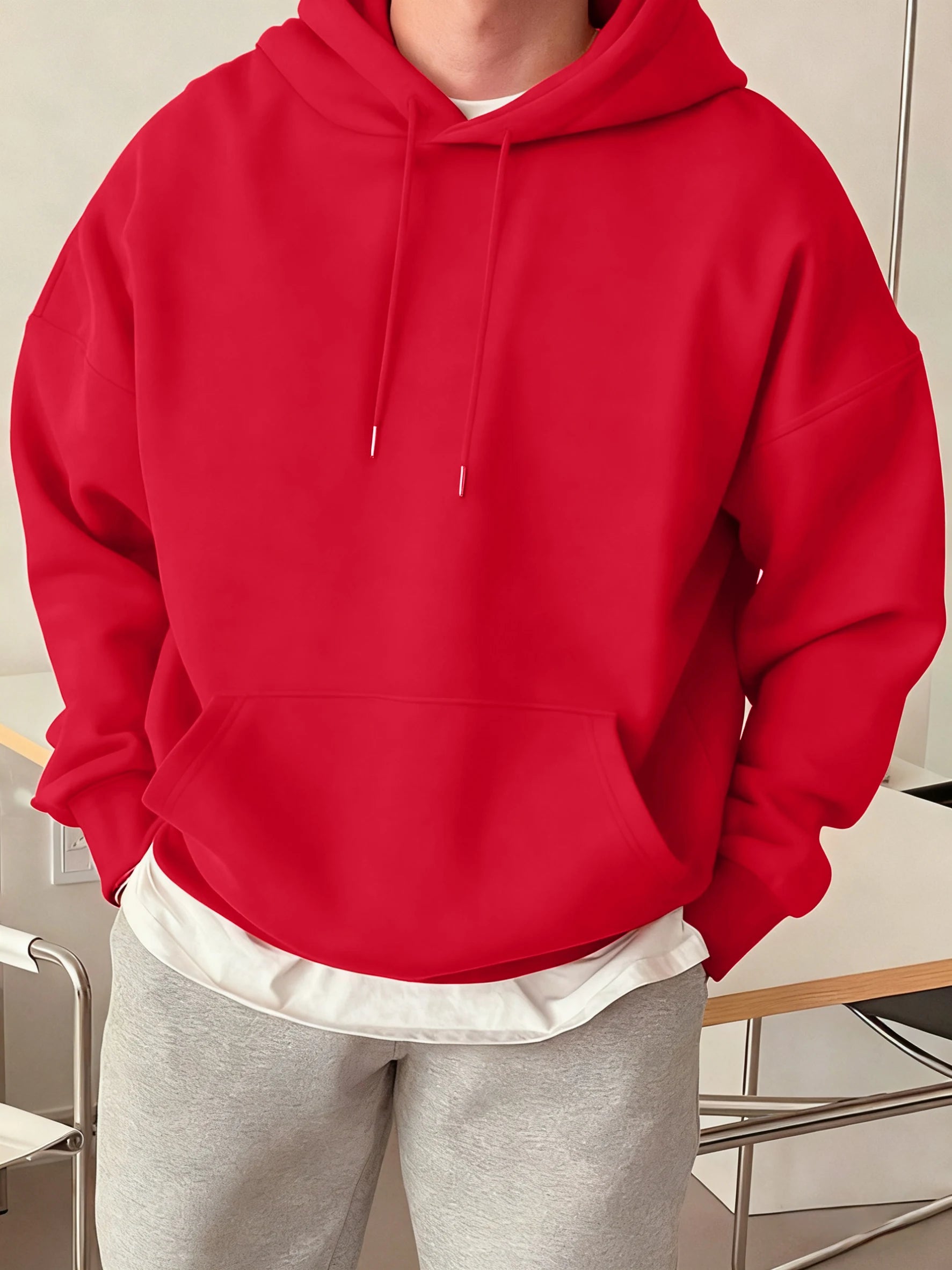 Fashion Solid Sweatshirt Sport Comfy Tracksuit Fleece Autumn Hoodies Man Basics Warm Streetwear Casual Jogging Clothes Unisex