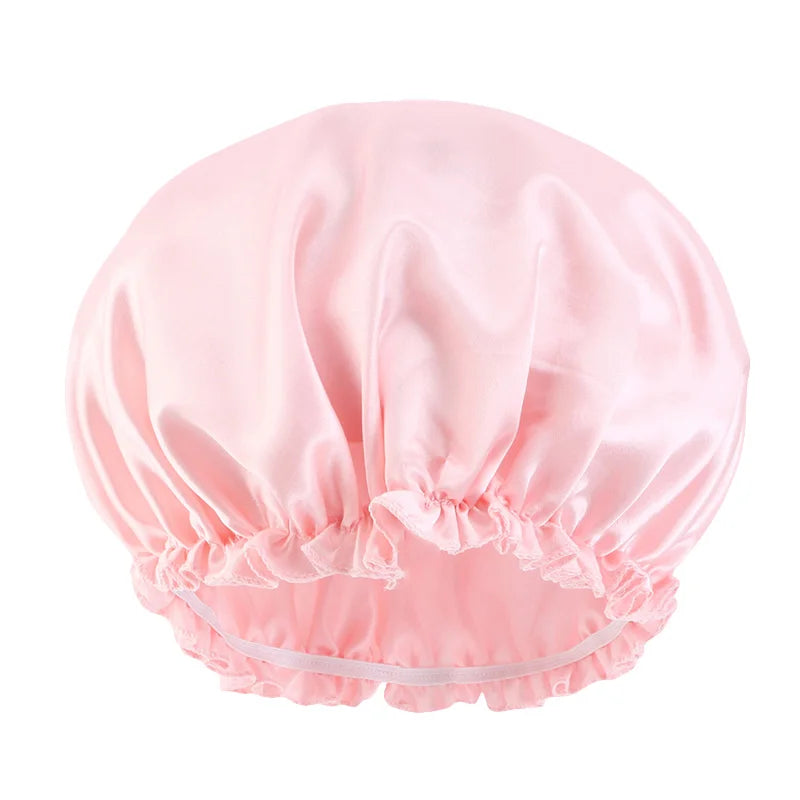 Solid Color Night Sleep Cap Women Elastic Satin Night Sleeping Hat Hair Care Bonnet Nightcap Makeup Head Wrap Cover Shower Cap