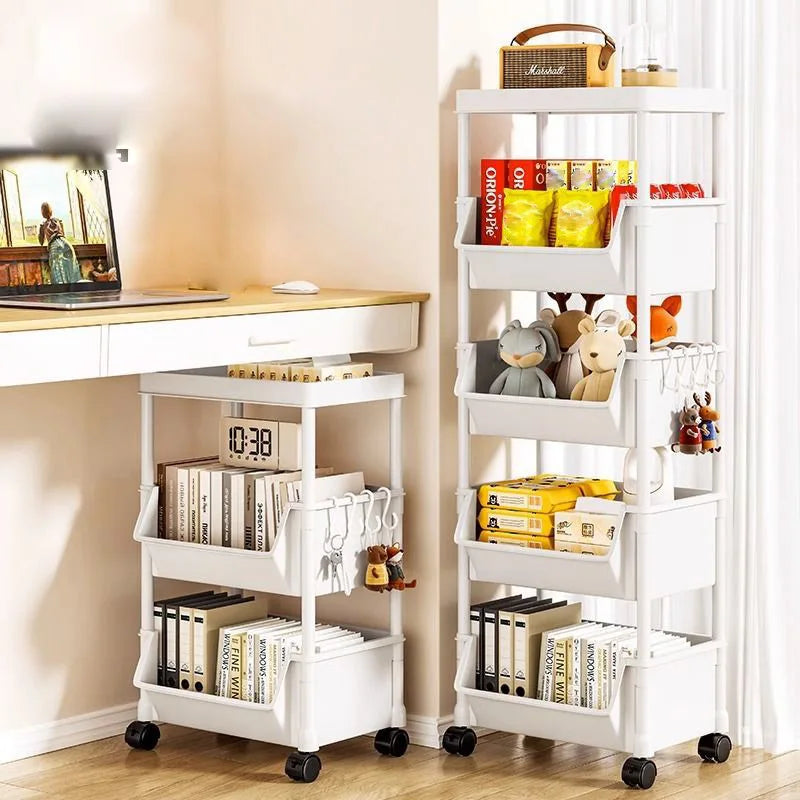 Trolley Bookshelf Kitchen Storage Rack Kitchen Corner Narrow Slit Storage Cabinet Bathroom Living Room Home Organizer