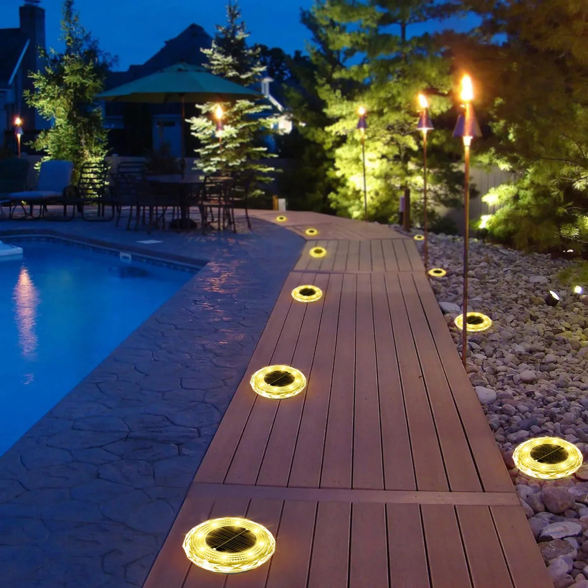 Solar LED Underground Light 8LED Outdoor Lawn Light Waterproof Path Light for Lawn Decoration Garden Terrace Courtyard