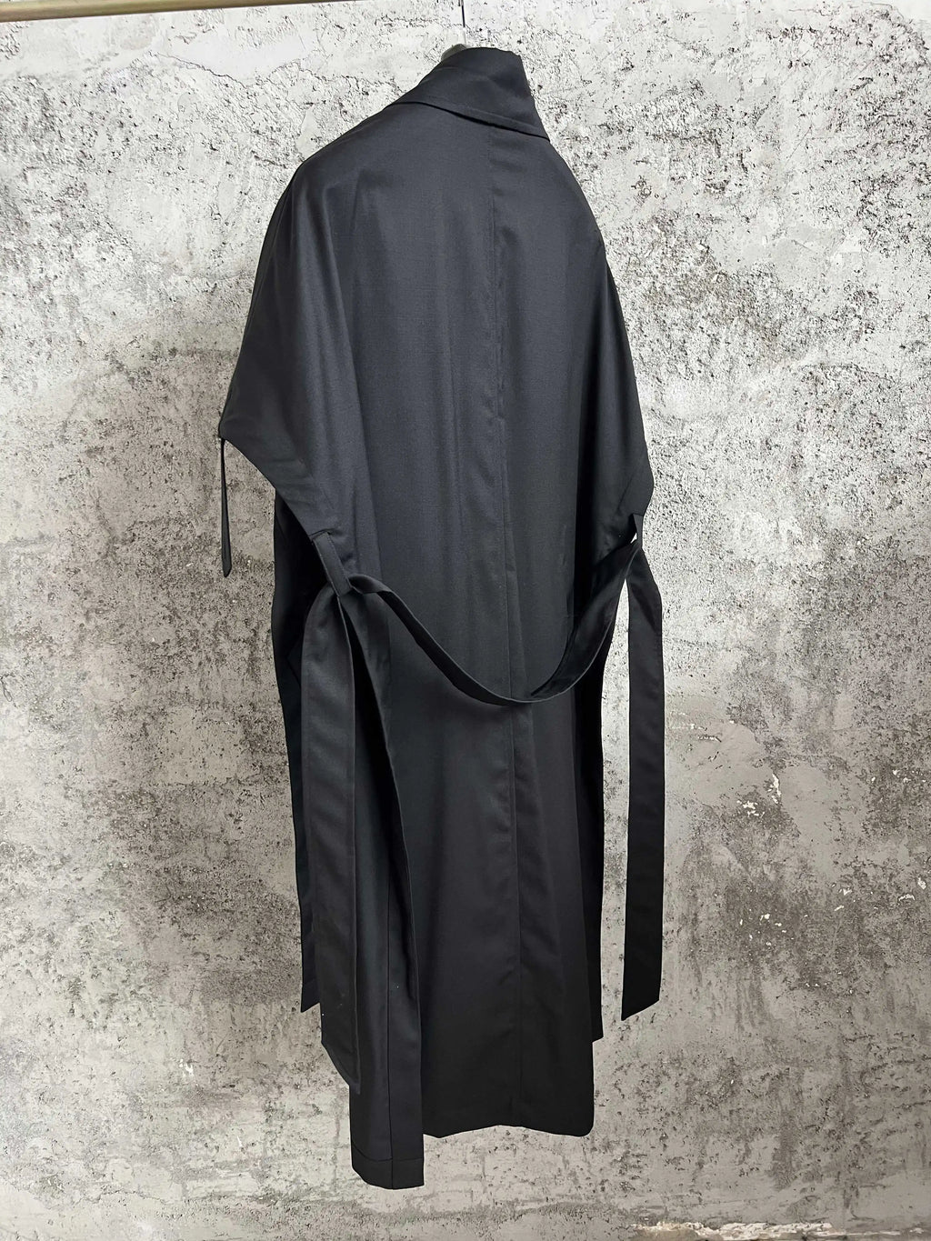TOP-YAMAMOTO Japanese original design Dark style loose wool mixed tie double-breasted overcoat for men