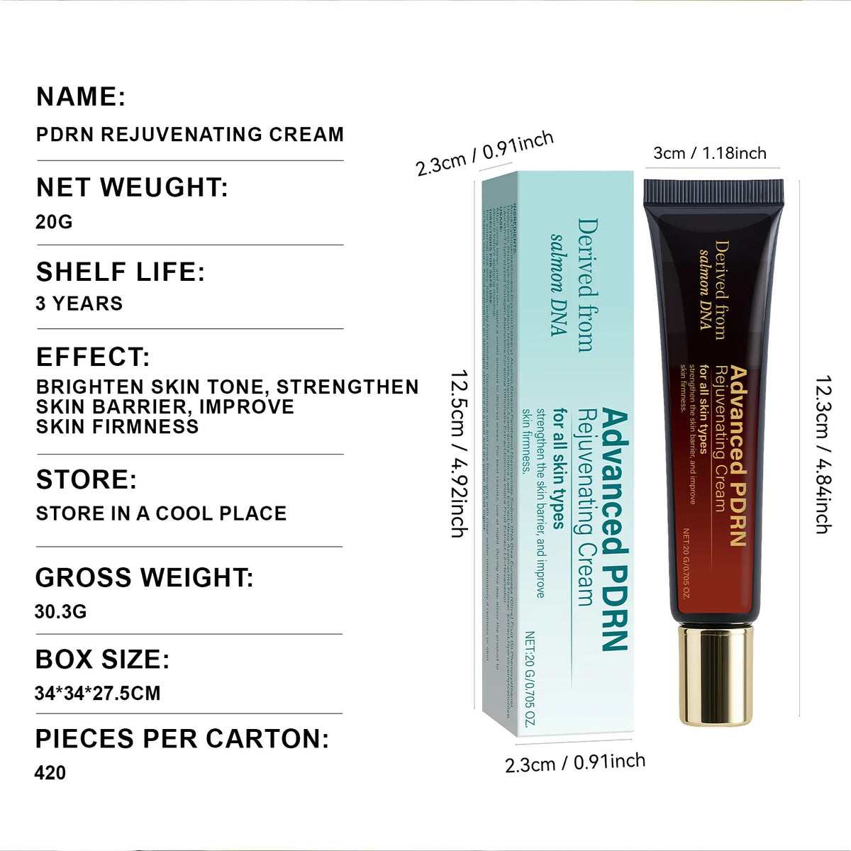 Advanced PDRN Rejuvenating Cream, Salmon DNA PDRN Face Moisturizer for Firming Skin, Women's Face Cream for Glow Skin, 60ML