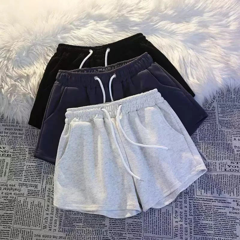 Cotton Drawstring Wide Leg Shorts for Women High Waist Loose Casual Jogging Shorts Y2K Summer Streetwear All Match Baggy Shorts